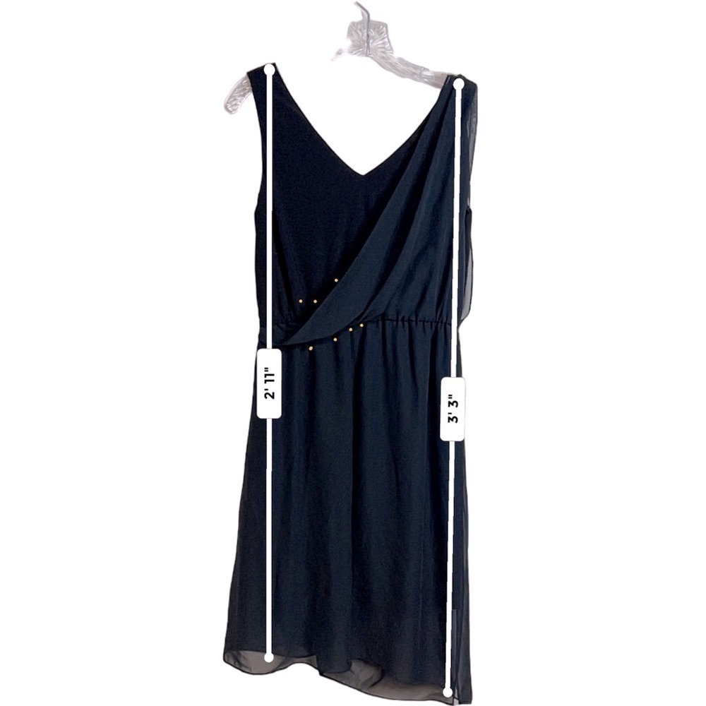 Adrianna Papell Asymmetrical Draped Flowing Dress in Black Size S - Picture 7 of 15